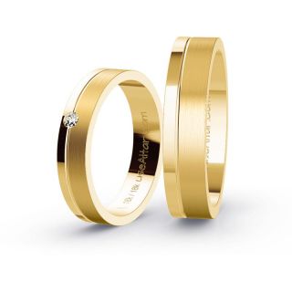 Aliança de Casamento Fina Georgetown Ouro 18K 4mm Abaulada c/ Zircônias