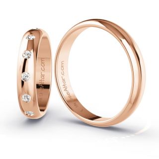 Aliança de Casamento Fina Kingstown 4mm Ouro Rosé 18K c/ Zircônias