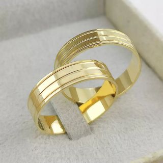 Aliança de Casamento Tradicional Huan Ouro 18K 5mm retas