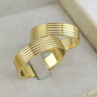 Aliança de Casamento Tradicional Hweiru Ouro 18K 5mm retas