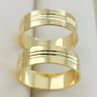 Aliança de Casamento Tradicional Kiyoko Ouro 18K 6mm retas